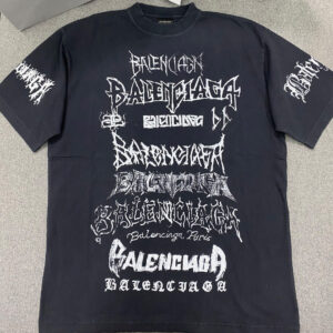 발렌시아가 [TJ공장] 24SS 오버핏 반팔 그래픽 멀티 프린트 로고 블랙