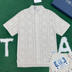 디올 [ 잔디집 ]  까나쥬 니트 크로셰 반소매 셔츠 “2COLOR”