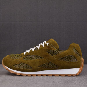 보테가베네타 【M공장】 오르빗 스웨이드 트리밍 메쉬 스니커즈 올리브 오일