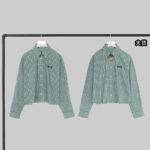 미우미우 【YD공장】 크롭 셔츠 로고 패치 버튼 체크