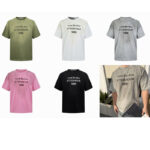 아크네 【잔디집2】 로고 프린트 코튼 반팔 티셔츠（세븐）