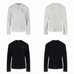 크롬하츠 【잔디집2】 크로스 패치 헨리넥 와플 롱슬리브 티셔츠 （세븐）