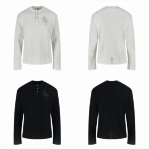 크롬하츠 【잔디집2】 크로스 패치 헨리넥 와플 롱슬리브 티셔츠 （세븐）