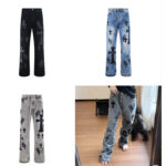 크롬하츠 【잔디집2】 빅크로스 패치 데님 진（세븐）