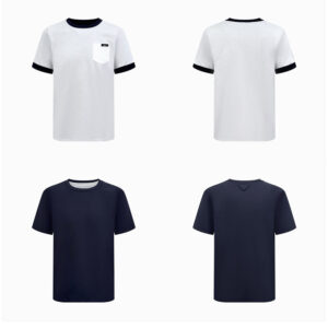 프라다 【잔디집2】 코튼 리버서블 포켓 반팔 티셔츠（세븐）