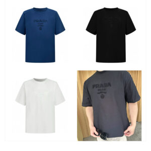 프라다 【잔디집2】 로고 자수 반팔 티셔츠（세븐）