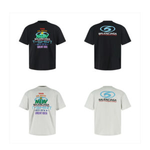 발렌시아가 【잔디집2】 서퍼 멀티 레터링 코튼 반팔 티셔츠（세븐）