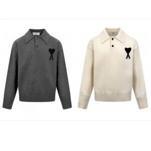 아미 【잔디집2】 드 꾀흐 버진 울 폴로 니트 스웨터（세븐）
