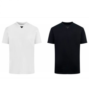 프라다 【잔디집2】 트라이앵글 로고 코튼 반팔 티셔츠 （세븐）