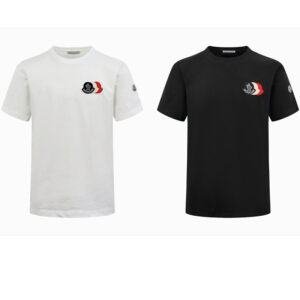 몽클레어 【잔디집2】 트라이컬러 자수 로고 반팔 티셔츠（세븐）