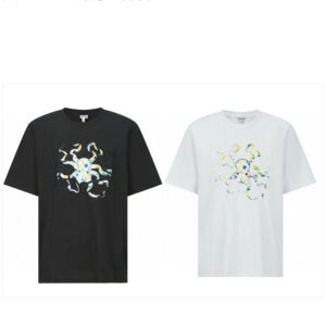 로에베 【잔디집2】 25SS 아나그램 문어 코튼 반팔 티셔츠（세븐）