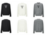 프라다 【잔디집2】 울 캐시미어 로고 크루넥 스웨터（세븐）