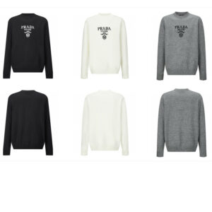 프라다 【잔디집2】 울 캐시미어 로고 크루넥 스웨터（세븐）