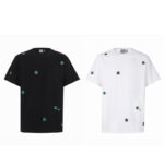 디올 【잔디집2】 （세븐） 클로버 자수 코튼 반팔 티셔츠