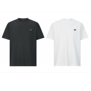 프라다 【잔디집2】 트라이앵글 로고 크루넥 반팔 티셔츠（세븐）