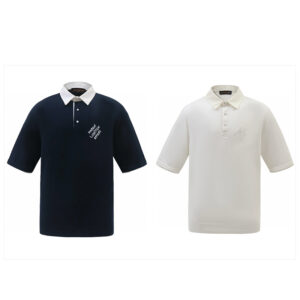 루이비통 【잔디집2】 엠브로이더드 쇼트 슬리브드 코튼 블렌드 폴로 셔츠（세븐）