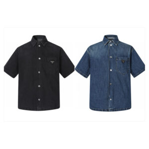 프라다 【잔디집2】 트라이앵글 로고 데님 셔츠（세븐）