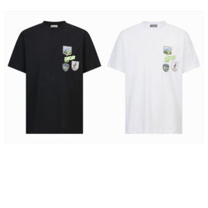 디올 【잔디집2】 1947 마운틴 자수 패치 코튼 저지 티셔츠 （세븐）