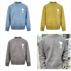 아미 【잔디집2】 빅 하트 로고 펠트 메리노 울 스웨터（세븐）