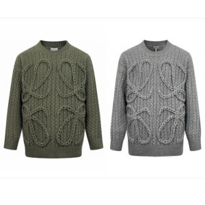 로에베 【잔디집2】 아나그램 모티프 울 케이블 니트 스웨터（세븐）