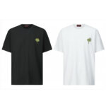 구찌 【잔디집2】 플로럴 자수 코튼 니트 반팔 티셔츠（세븐）