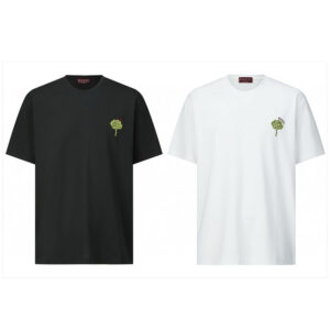 구찌 【잔디집2】 플로럴 자수 코튼 니트 반팔 티셔츠（세븐）