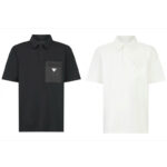 프라다 【잔디집2】 트라이앵글 로고 포켓 폴로 티셔츠（세븐）