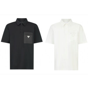 프라다 【잔디집2】 트라이앵글 로고 포켓 폴로 티셔츠（세븐）