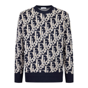 디올 【잔디집2】 25SS 오블리크 니트 스웨터 블랙（세븐）