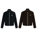 프라다 【잔디집2】 트라이앵글 로고 블루종 벨벳 재킷（세븐）