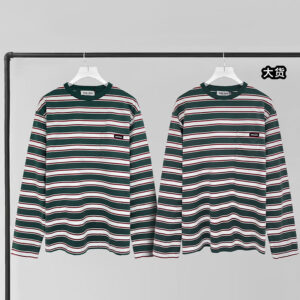 미우미우 [YD공장] 긴팔 티셔츠 로고 패치 스트라이프