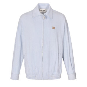 미우미우 【잔디집2】 로고 스트라이프 집업 셔츠 자켓（세븐）