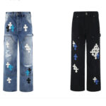 크롬하츠 【잔디집2】 크로스 패치 카펜터 데님 진（세븐）