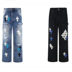 크롬하츠 【잔디집2】 크로스 패치 카펜터 데님 진（세븐）