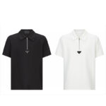 프라다 【잔디집2】 트라이앵글 로고 하프집업 폴로 셔츠（세븐）