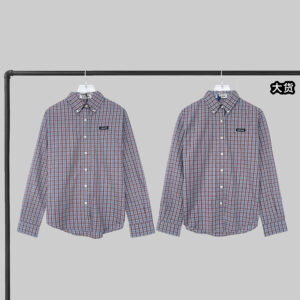 미우미우 【YD공장】 로고 체크 포플린 셔츠 라벨