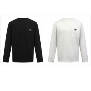 프라다 【잔디집2】 트라이앵글 로고 저지 긴팔 티셔츠（세븐）