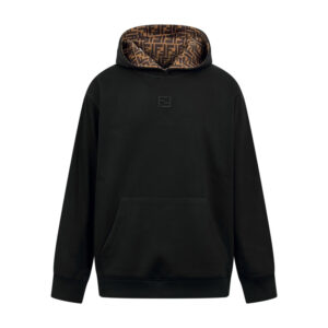 펜디 【잔디집2】 FF 로고 후드 티셔츠 블랙（세븐）