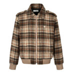 셀린느 【잔디집2】 트리오페 로고 자수 배색 체크 테디 자켓（세븐）