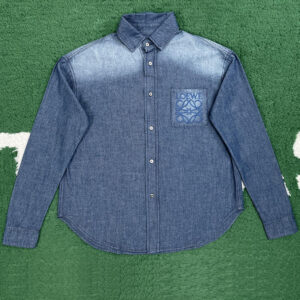 로에베 【잔디집】 아나그램 포켓 셔츠 코튼 샴브레이 (레어)