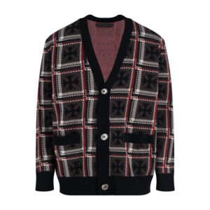 크롬하츠 【잔디집2】 브레드 크로스 플레이드 캐시미어 가디건 （세븐）