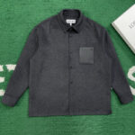 로에베 【잔디집】 포켓 레더 울 캐시미어 오버셔츠（레어）