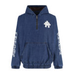 크롬하츠 【잔디집2】 크리플 크로스 패치 데님 아노락 자켓（세븐）