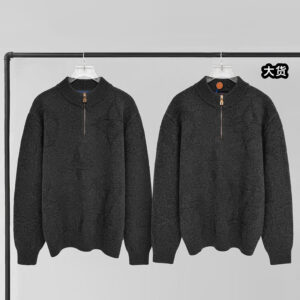 루이비통 【YD공장】 모노그램 자카드 풀오버 니트 스웨터 울 하프 지퍼