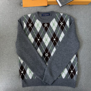 루이비통 【TJ공장】 울 캐시미어 모노그램 아가일 크루넥 니트（터보）