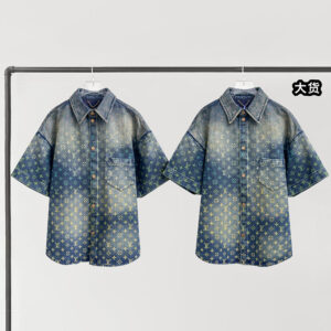 루이비통 【YD공장】 레인보우 모노그램 데님 숏 셔츠