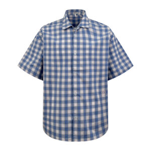 로에베 【잔디집2】 아나그램 로고 체크 반팔 셔츠（세븐）