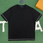 루이비통 【잔디집】 1AFXOU（레어） 반팔 티셔츠 코튼 진주 장식