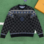 루이비통 【잔디집】 다미에 울 풀오버 LV 스키 니트（레어）