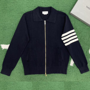 톰브라운 【잔디집】 4-Bar 사선완장 메리노 울 니트 카라 집업（레어）